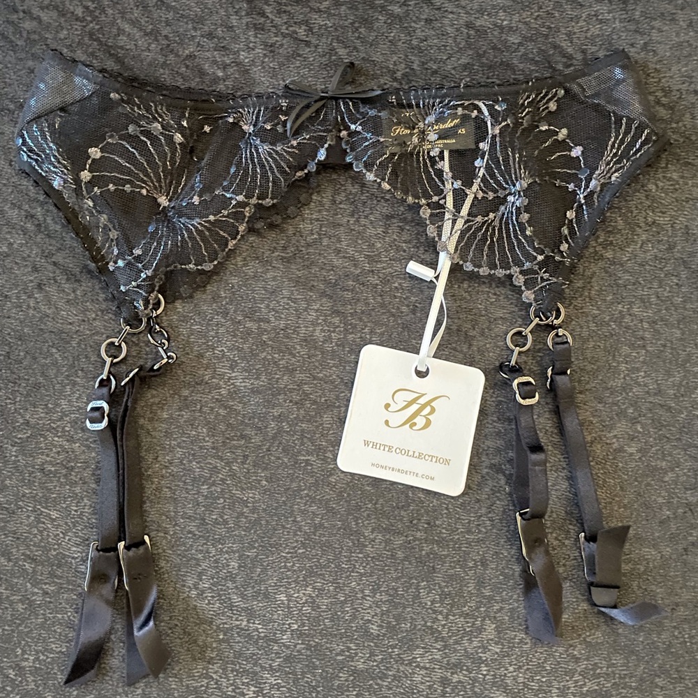 Honey Birdette XS Sarah black Garter Belt